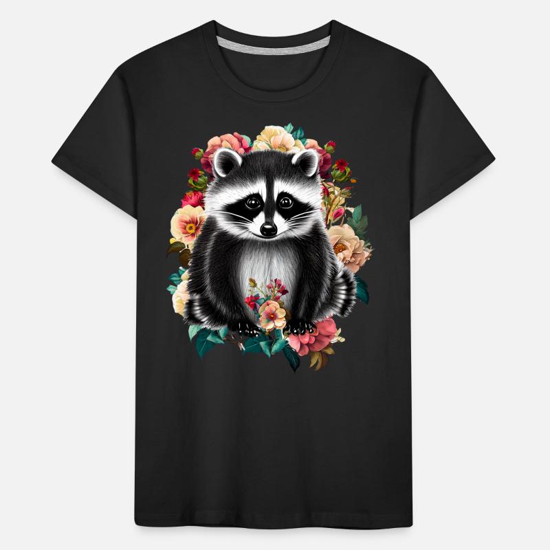 Fleurs de raton laveur T-shirt bio Premium Enfant