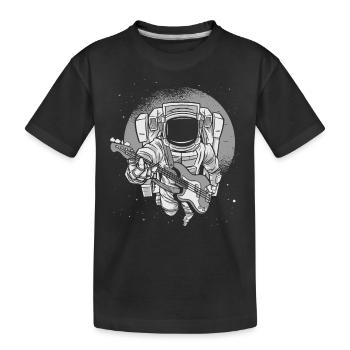 Astronaut fliegt mit Gitarre - Kinder Premium Bio T-Shirt - Schwarz - Vorne