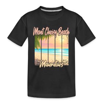 Coucher de soleil sur la plage de Mont Choisy - T-shirt bio Premium Enfant - noir - Devant