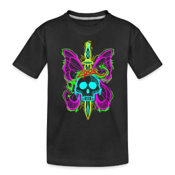 Totenkopf Schmetterling mit Dolch - Kinder Premium Bio T-Shirt - Schwarz - Vorne
