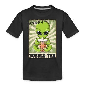 Boba Tea Alien Bubble Tea - Kinder Premium Bio T-Shirt - Schwarz - Vorne