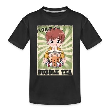 Boba Tea Junge Bubble Tea - Kinder Premium Bio T-Shirt - Schwarz - Vorne