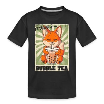 Boba Tea Fuchs Bubble Tea - Kinder Premium Bio T-Shirt - Schwarz - Vorne