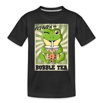 Boba Tea Frosch Bubble Tea - Kinder Premium Bio T-Shirt - Schwarz - Vorne