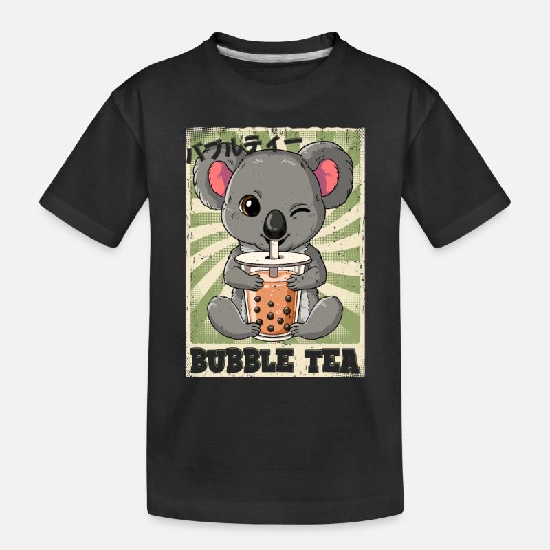 Boba Tea Koala Bubble Tea - Kinder Premium Bio T-Shirt - Schwarz