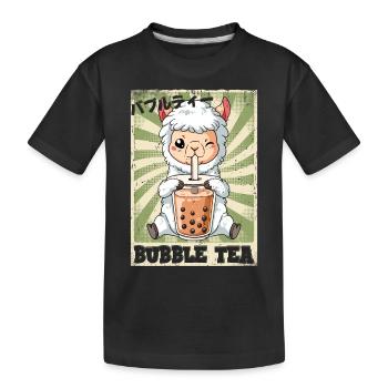 Boba Tea Lama Bubble Tea - Kinder Premium Bio T-Shirt - Schwarz - Vorne