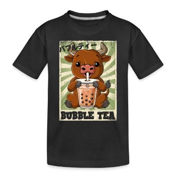 Boba Tea Ox Bubble Tea - Kids' Premium Organic T-Shirt - black - Front