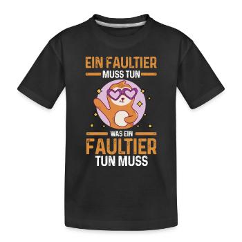 Faultier - Kinder Premium Bio T-Shirt - Schwarz - Vorne