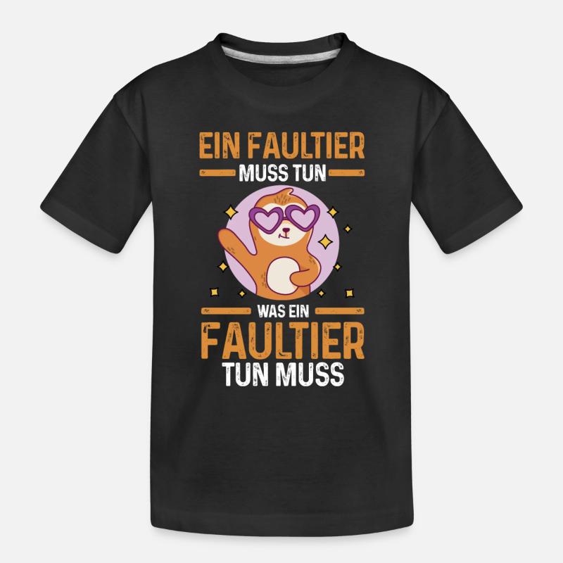 Faultier - Kinder Premium Bio T-Shirt - Schwarz