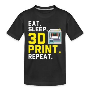 Alimentation Sommeil 3D Impression 3D Répéter Machiniste 3D - T-shirt bio Premium Enfant - noir - Devant