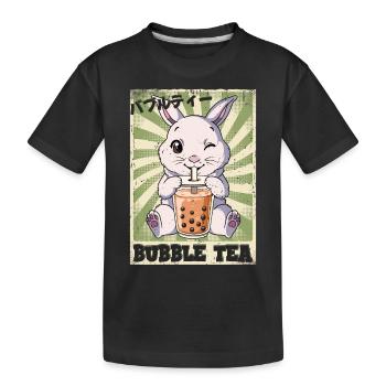 Boba Tea Hase Bubble Tea - Kinder Premium Bio T-Shirt - Schwarz - Vorne