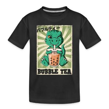 Boba Tea T-rex Bubble Tea - Kids' Premium Organic T-Shirt - black - Front