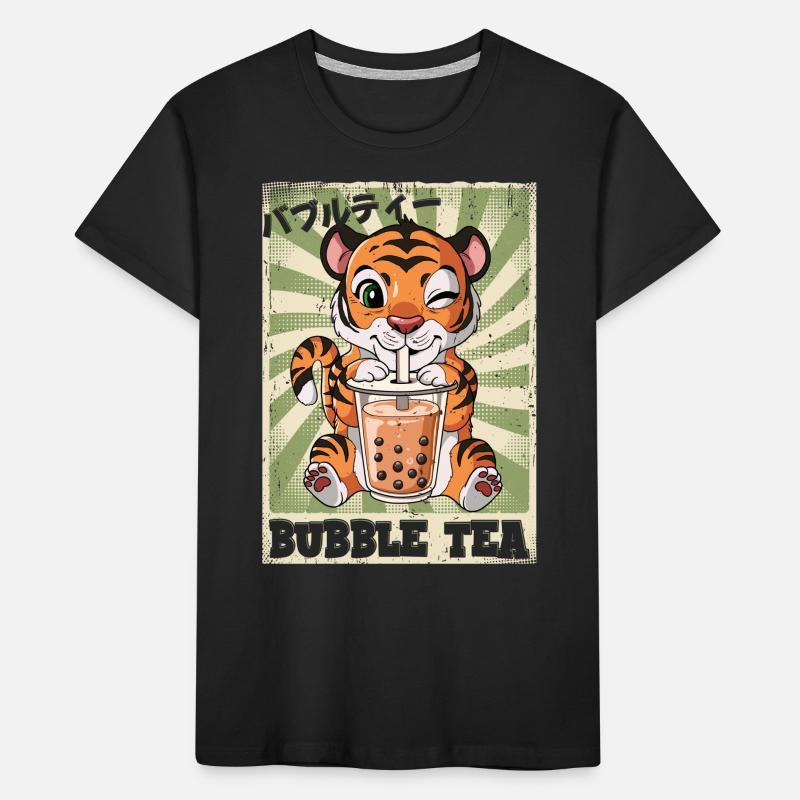Boba Tea Tiger Bubble Tea Kids' Premium Organic T-Shirt