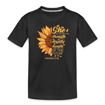 Christliche Bibel Vers Sonnenblumenliebhaber Sprichwörter - Kinder Premium Bio T-Shirt - Schwarz - Vorne