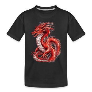 Dragon rouge, animal de brume - T-shirt bio Premium Enfant - noir - Devant