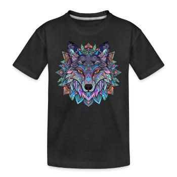 Loup Géométrique Mandala ColorFull - T-shirt bio Premium Enfant - noir - Devant