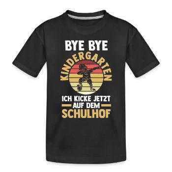 Schulkind Schulbeginn Fußball Einschulung - Kinder Premium Bio T-Shirt - Schwarz - Vorne