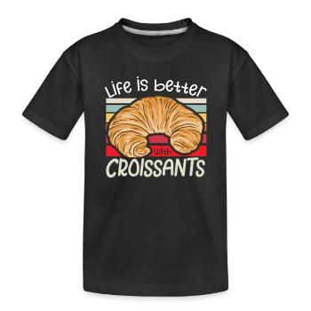 Croissant French Food french cuisine baker baking - Kinder Premium Bio T-Shirt - Schwarz - Vorne