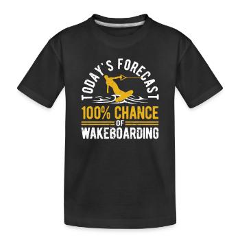 Today's prediction: 100% chance of wakeboarding - Kids' Premium Organic T-Shirt - black - Front