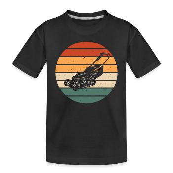 Retro lawn mower design - Kids' Premium Organic T-Shirt - black - Front