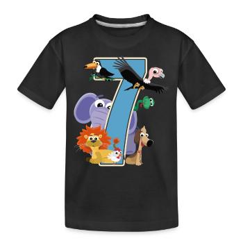7th Birthday 7 Years Seven Boy Gift - Kids' Premium Organic T-Shirt - black - Front