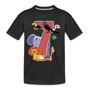 7th Birthday 7 Years Seven Girls Gift - Kids' Premium Organic T-Shirt - black - Front