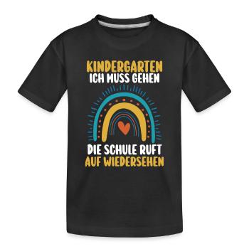 Schulkind Schulbeginn Erste Klasse Kindergarten Ei - Kinder Premium Bio T-Shirt - Schwarz - Vorne