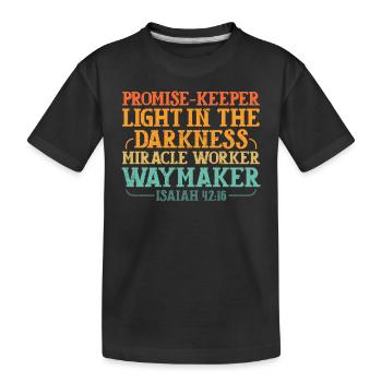 Promise Keeper Light In Darkness - Kids' Premium Organic T-Shirt - black - Front