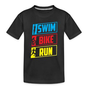 Swim Bike Run Triathlon Triathlete Triathlete - Kids' Premium Organic T-Shirt - black - Front