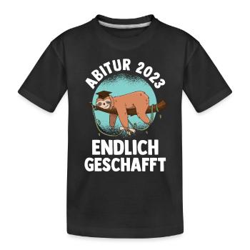 Abiturienten Abschluss Faultier 2023 Abitur - Kinder Premium Bio T-Shirt - Schwarz - Vorne