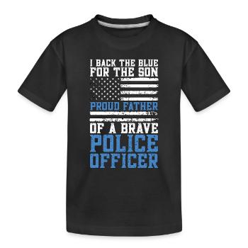 Police Officer I Back The Blue For Law Enforcement - Kids' Premium Organic T-Shirt - black - Front