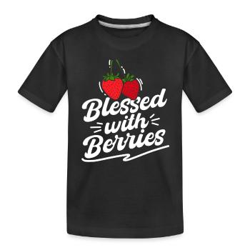 Fraises Drôle de Berry Lover Fruit - T-shirt bio Premium Enfant - noir - Devant