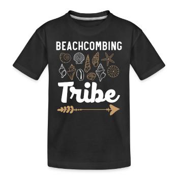 Beachcombing Tribe Shell Collection Strandkamm - Kinder Premium Bio T-Shirt - Schwarz - Vorne