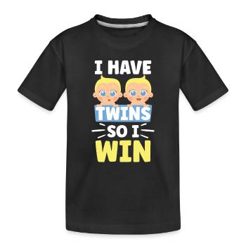 Ich Habe Zwillinge Also Gewinne Ich Zwilling - Kinder Premium Bio T-Shirt - Schwarz - Vorne