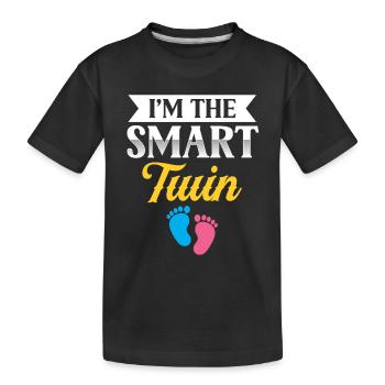 Ich Bin Der Schlaue Zwilling Humor Zwillinge - Kinder Premium Bio T-Shirt - Schwarz - Vorne