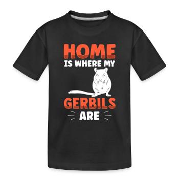 Gerbille est ma maison Gerbille rongeur - T-shirt bio Premium Enfant - noir - Devant
