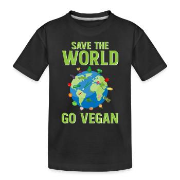 Save the World Go Vegan - T-shirt bio Premium Enfant - noir - Devant