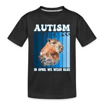 Capybara Autism Awareness - Kids' Premium Organic T-Shirt - black - Front