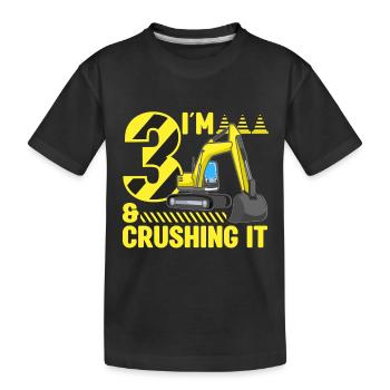 Construction Party 3rd Birthday 3 Years Old Digger - Kinder Premium Bio T-Shirt - Schwarz - Vorne