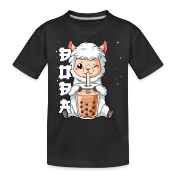Boba Tea Lama Bubble Tea - Kinder Premium Bio T-Shirt - Schwarz - Vorne