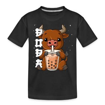 Boba Tea Ox Bubble Tea - Kids' Premium Organic T-Shirt - black - Front