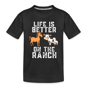 Das Leben auf der Ranch - Kinder Premium Bio T-Shirt - Schwarz - Vorne