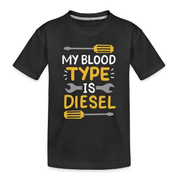 Meine Blutgruppe ist Diesel - Kinder Premium Bio T-Shirt - Schwarz - Vorne