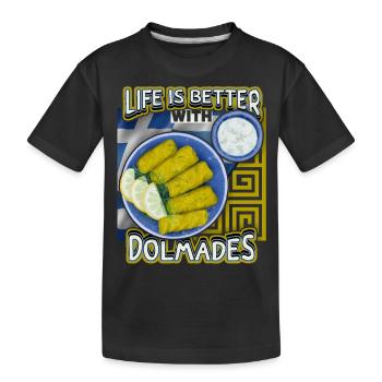 Grèce, Grec Nourriture Dolmades, Dicton - T-shirt bio Premium Enfant - noir - Devant