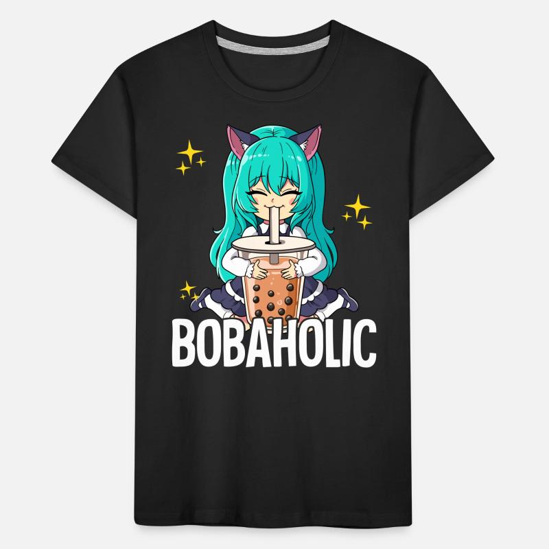 Bubble Tea Anime Neko Mädchen Boba Tea Bobaholic Kinder Premium Bio T-Shirt