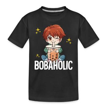Bubble Tea Anime Boy Boba Tea Bobaholic - T-shirt bio Premium Enfant - noir - Devant
