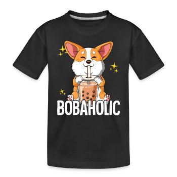 Bubble Tea Corgi Chien Boba Tea Bobaholic - T-shirt bio Premium Enfant - noir - Devant