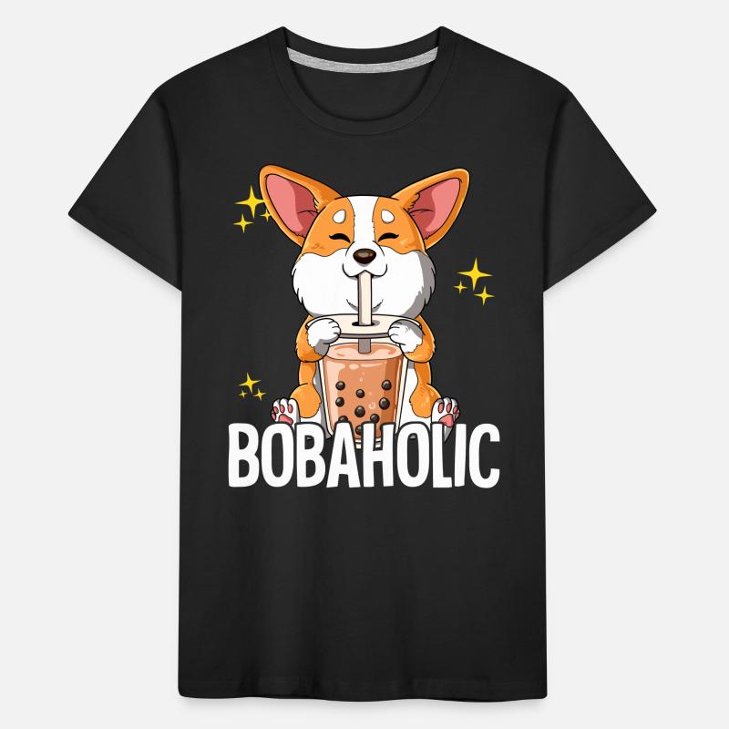 Bubble Tea Corgi Hund Boba Tea Bobaholic Kinder Premium Bio T-Shirt
