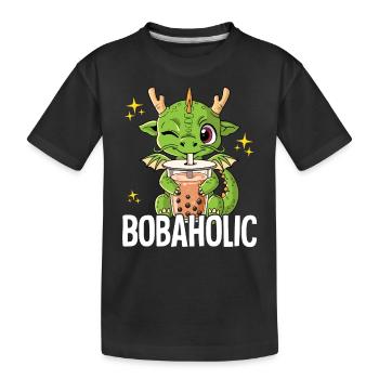 Bubble Tea Drache Boba Tea Bobaholic - Kinder Premium Bio T-Shirt - Schwarz - Vorne