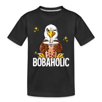 Bubble Tea Adler Boba Tea Bobaholic - Kids' Premium Organic T-Shirt - black - Front